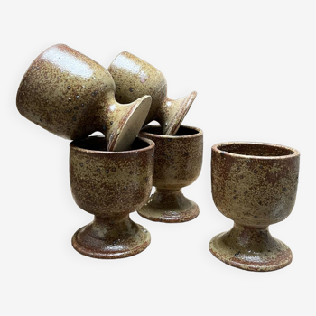 Suite of 5 brutalist vintage stoneware cups