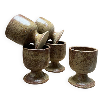 Suite of 5 brutalist vintage stoneware cups