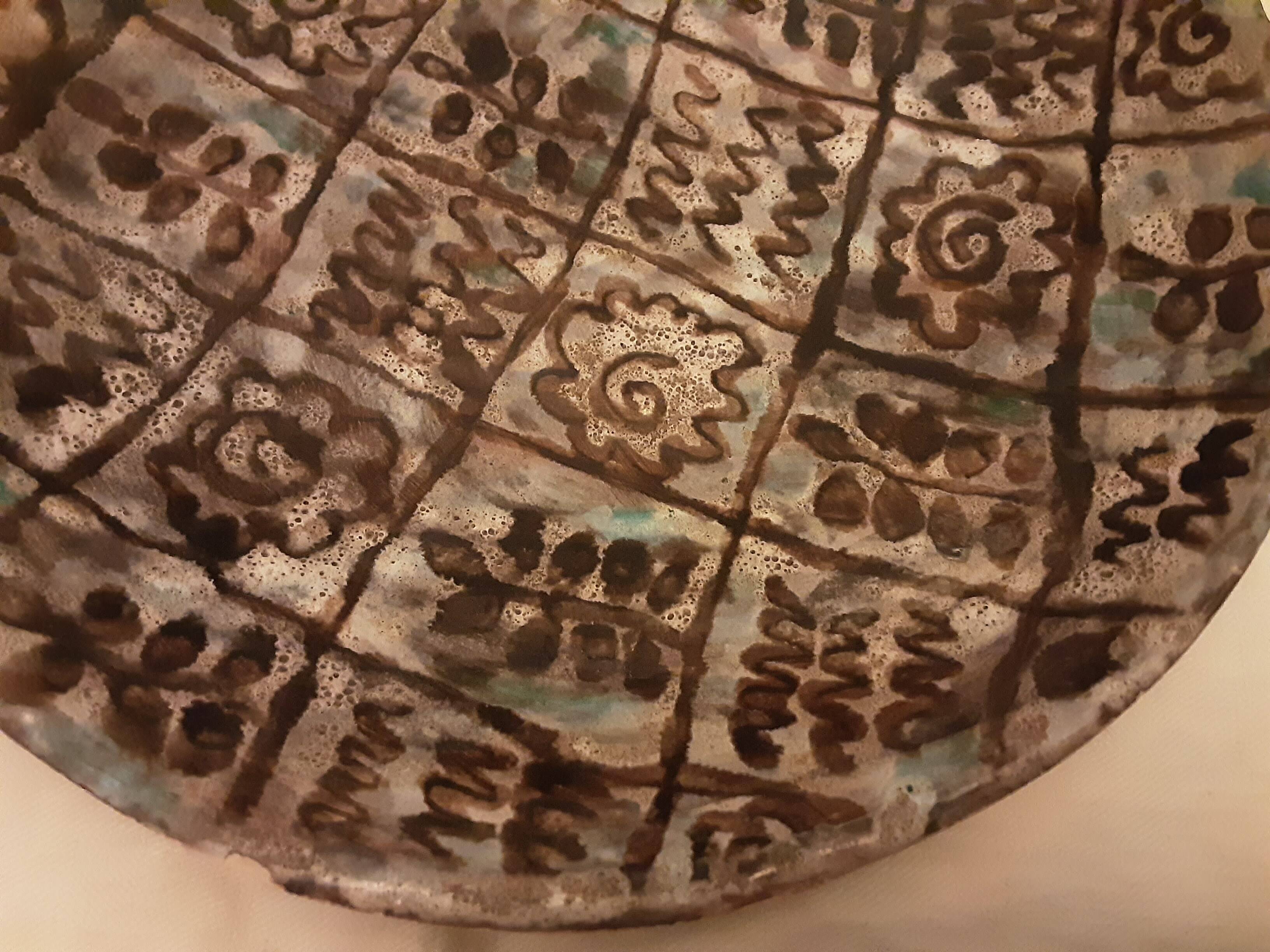 Ceramic dish signed lydia with flower patterns