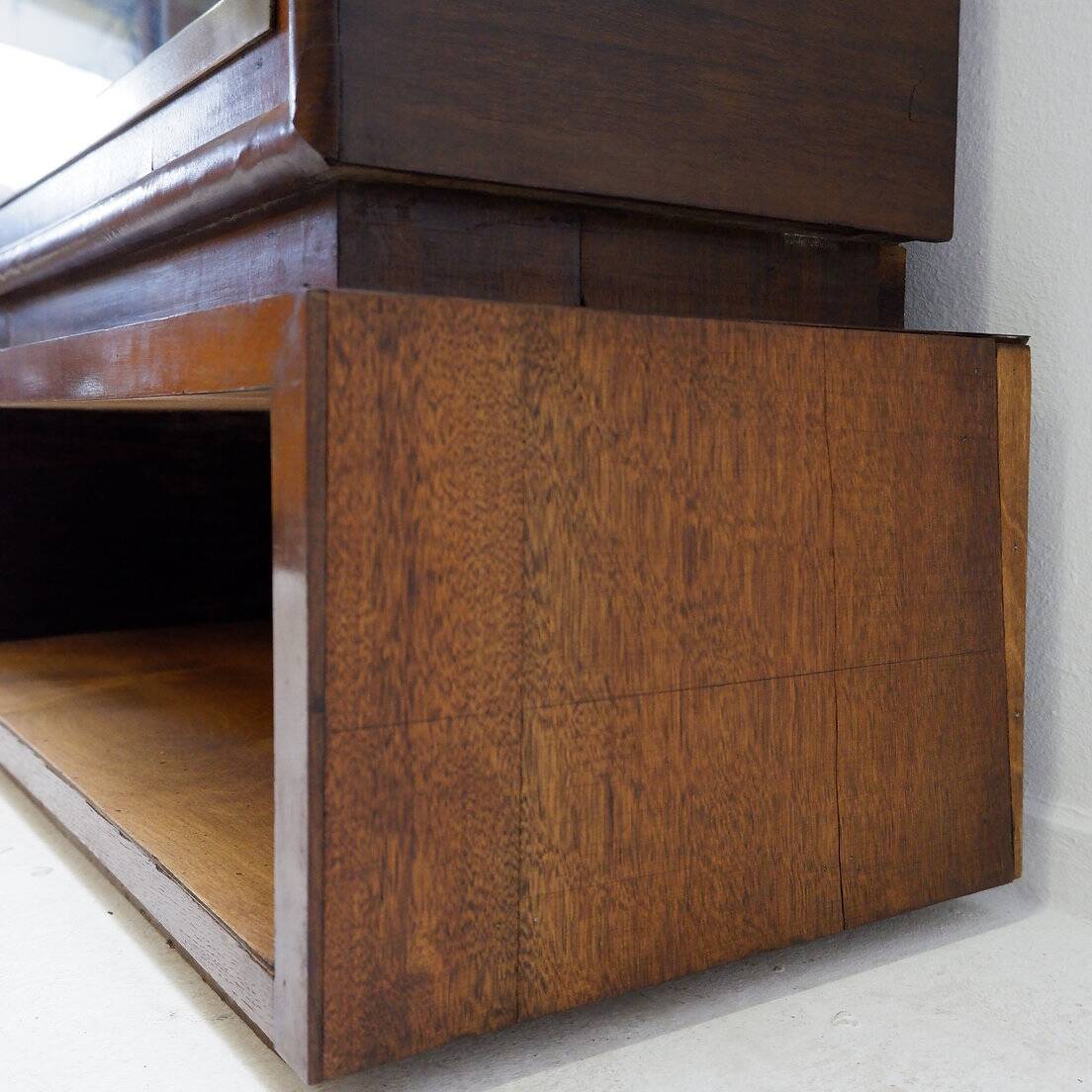 Arched display cabinet in wood and glass door - 1950s