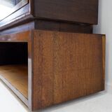 Vitrine cintrée en bois et porte vitrée - années 1950