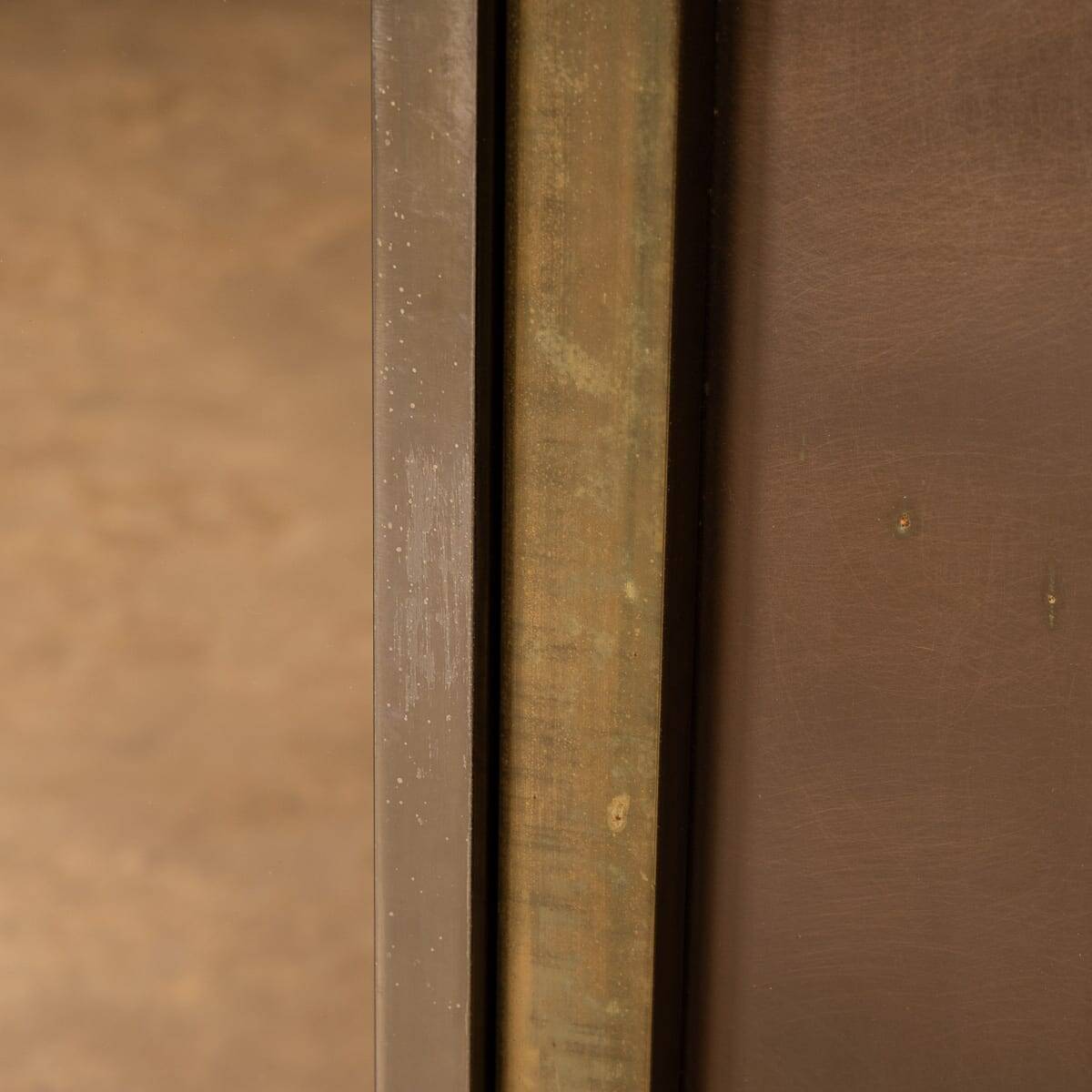 Miroir carré vintage en laiton et bronze du 20ème siècle par Belgo Chrom, Belgique