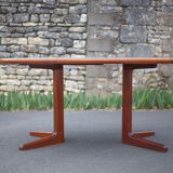 Round dining table extendable 2 extensions, vintage teak table, interior decoration