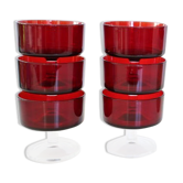Set of 6 ruby red luminarc rider glasses