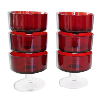 Set of 6 ruby red luminarc rider glasses