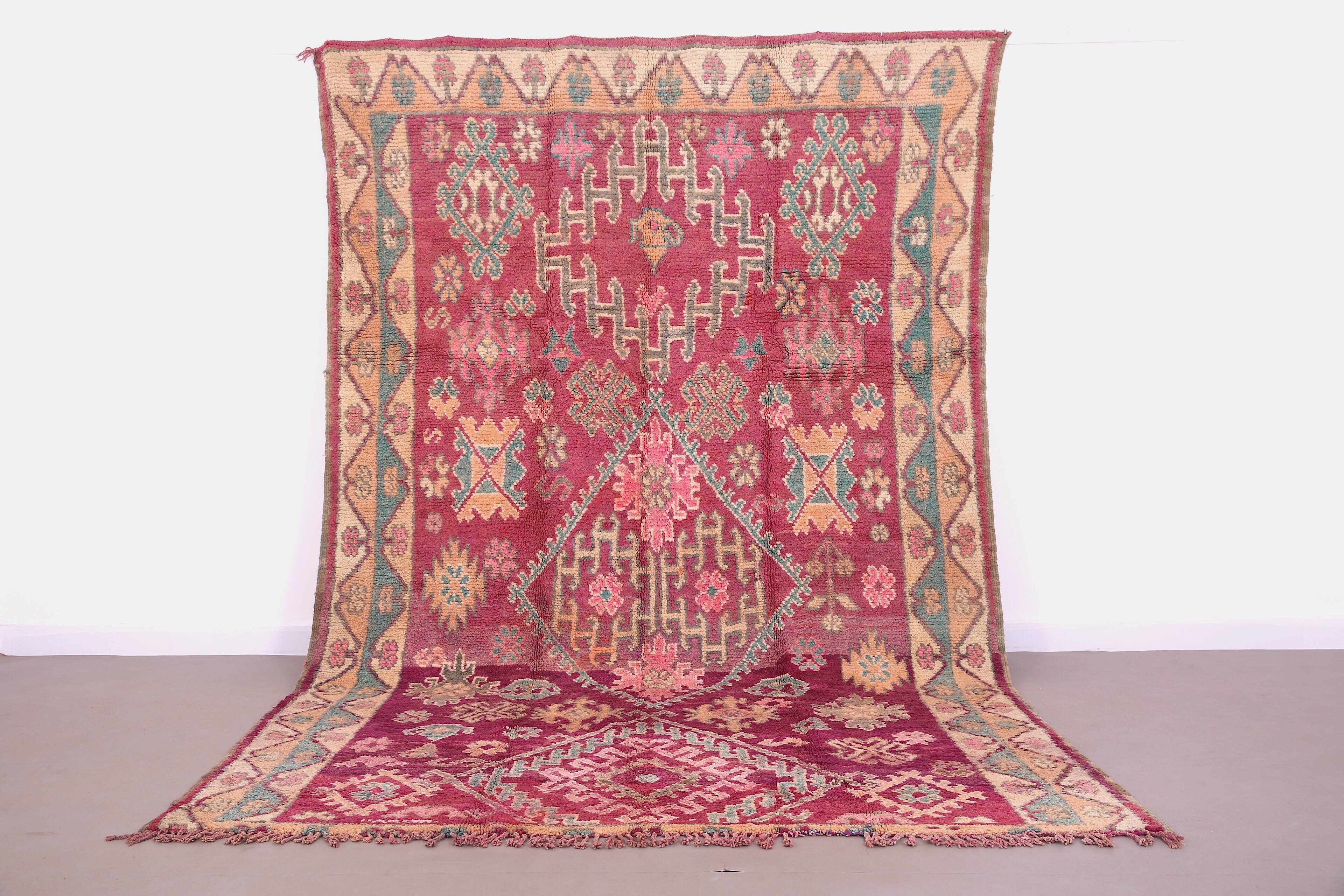 Purple vintage moroccan rug 212 CM X 343 CM