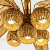 Coconut tree & palm tree pendant light in natural rattan