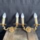 Pair of antique wall lamps in gilded metal - two lights - early XXth
