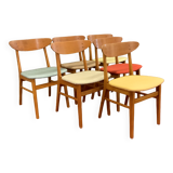 Scandinavian chairs 1960s/70s in solid beech and teak
