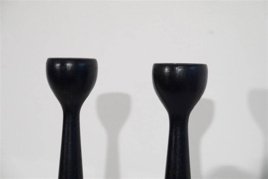 Pair of Scandinavian wooden candlesticks 1960