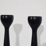 Pair of Scandinavian wooden candlesticks 1960