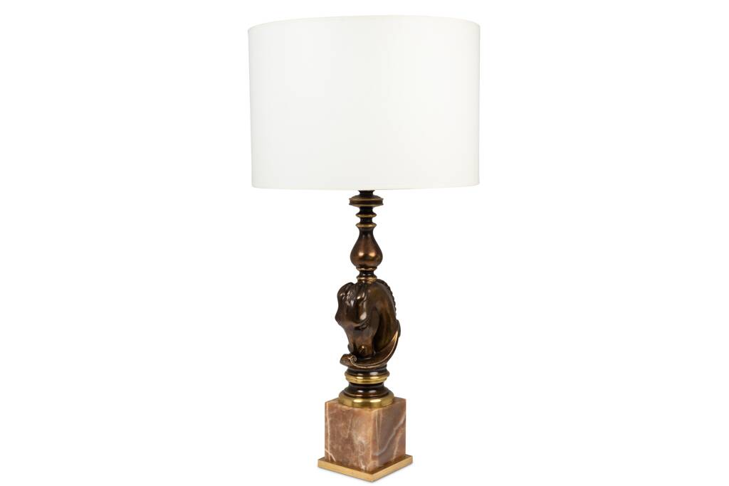 Maison Charles. Bronze patinated horse bust lamp. 1970s.