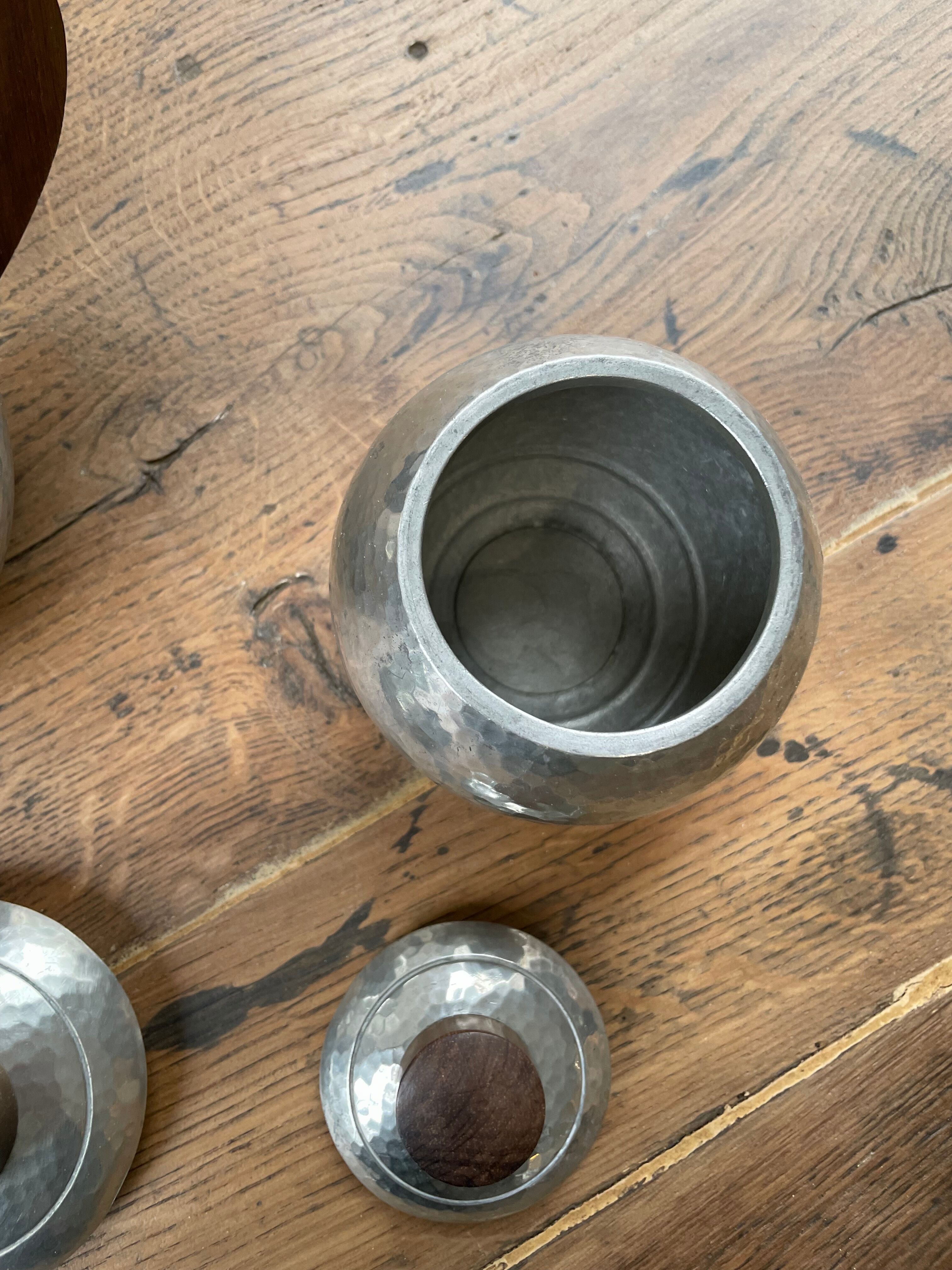 René Delavan Art Deco Pewter Teapot Set