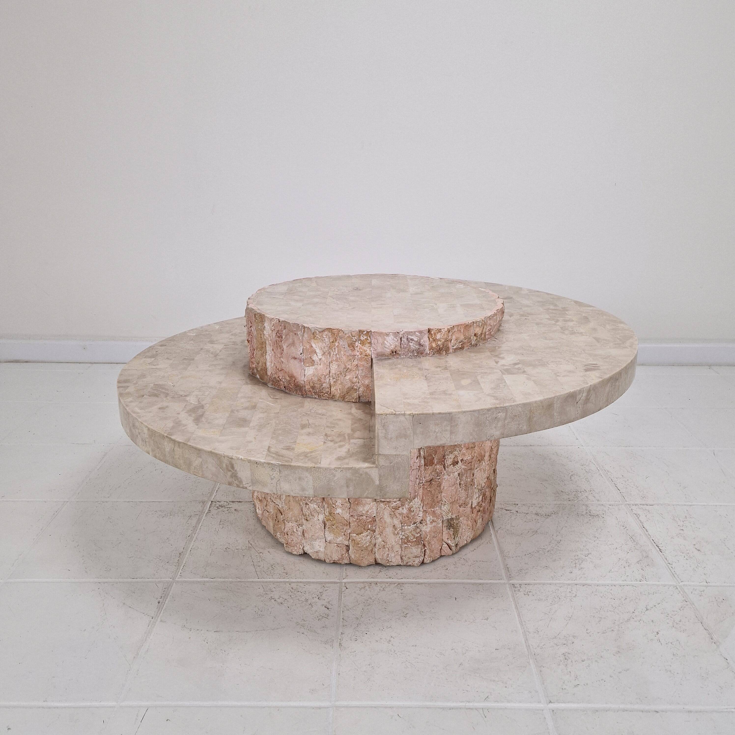 Round Mactan or Fossil Stone Coffee Table by Magnussen Ponte, 1980s