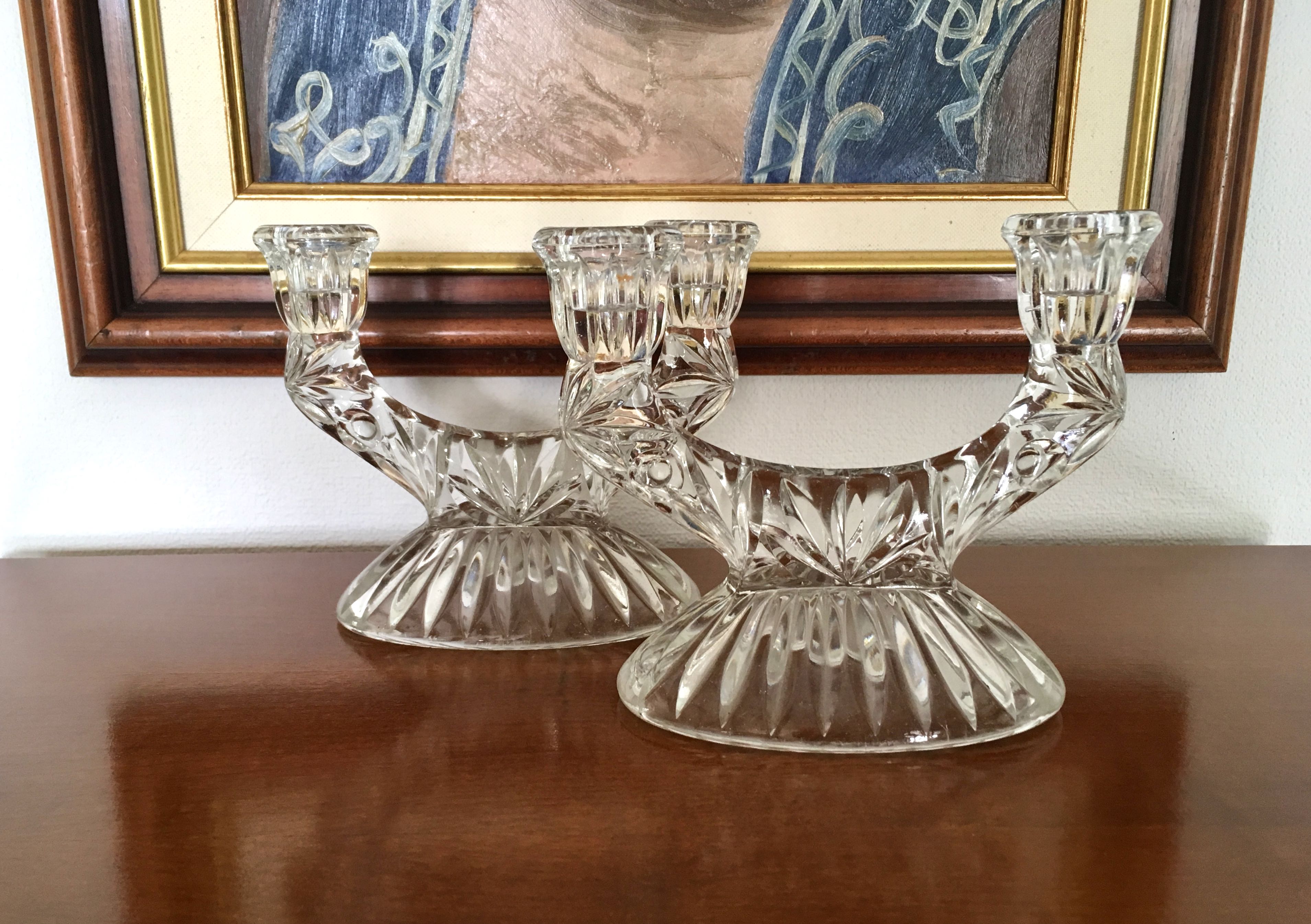 Pair of art deco candle holders