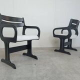 Vintage black wooden dining chairs, 1970s