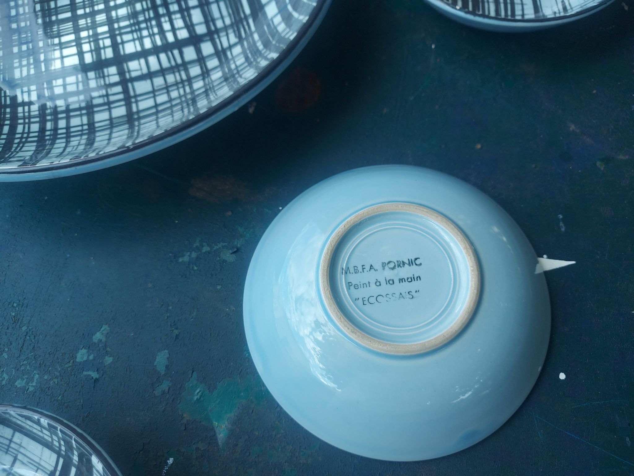 vintage ceramic couppelles and dish , Pornic