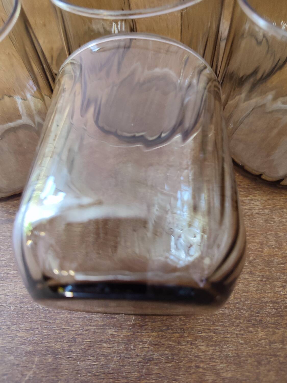 6 amber glass glasses