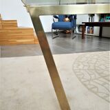 Brass round coffee table with 70s glass tray