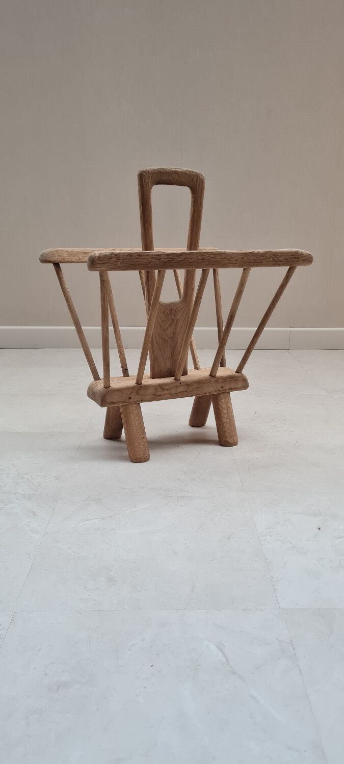 Brutalist art-popular magazine holder in solid wood