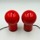Paire de lampes Asteroidi Space Age rouges, Italie années 70