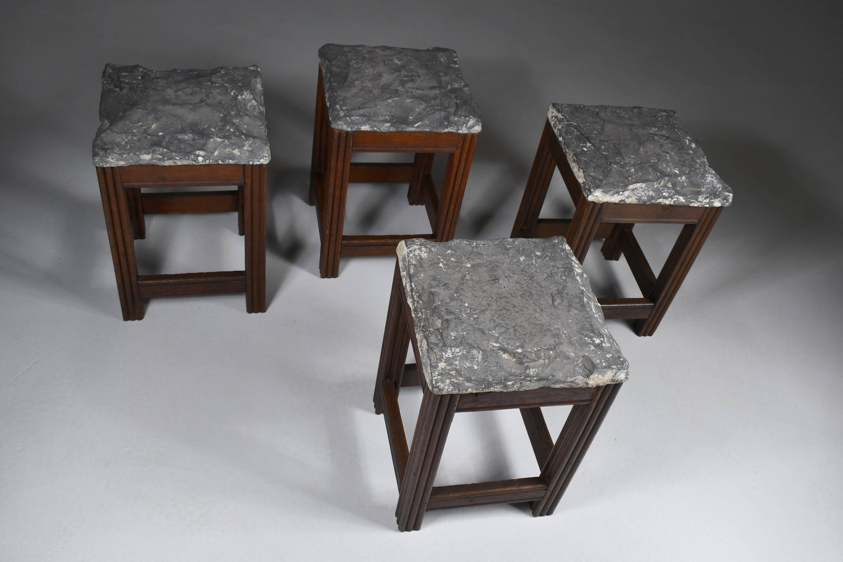 Tabourets vintage en pierre et bois x 4