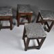 Tabourets vintage en pierre et bois x 4