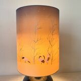 Vintage ceramic and painted silk lamp