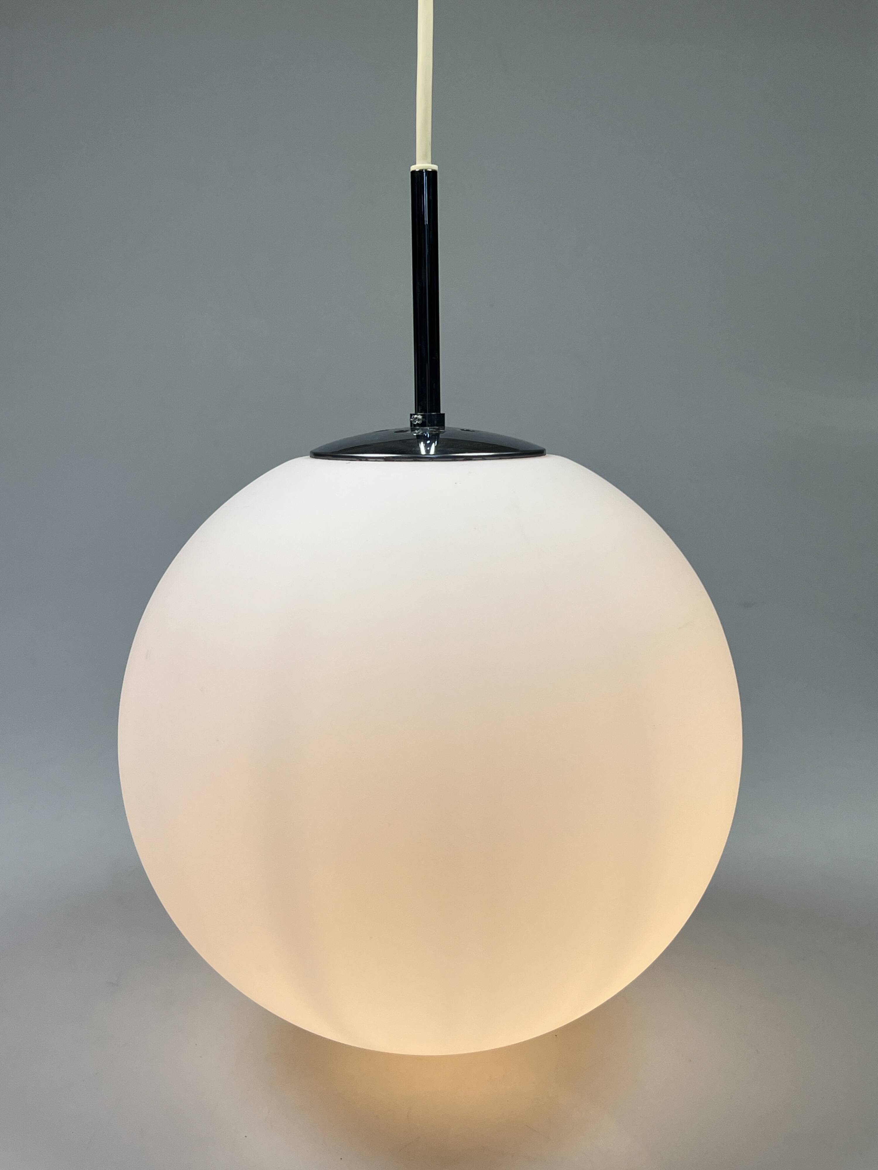 Vintage Glass Globe Lamp / Hanging Lamp, Glashütte Limburg, Germany 1960's