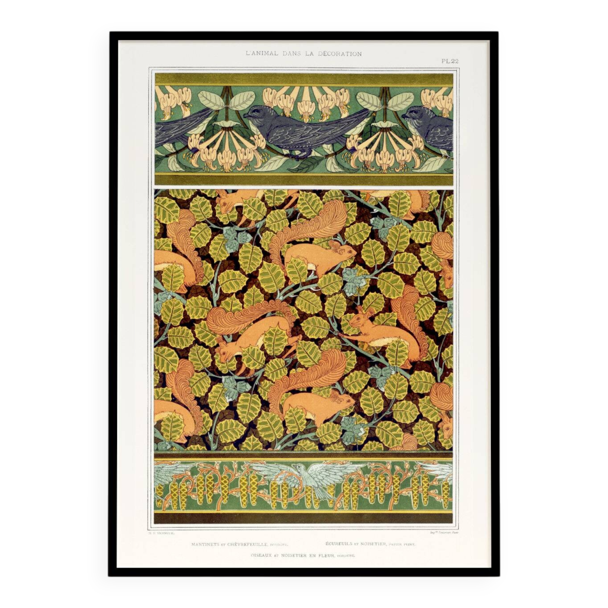 Poster “Squirrels and Hazel Tree”, after an Art Nouveau lithograph