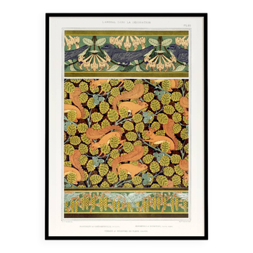 Affiche “Écureuils et Noisetier”, d’après une lithographie art nouveau