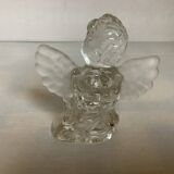 Trio of frosted molded glass angel candle holders