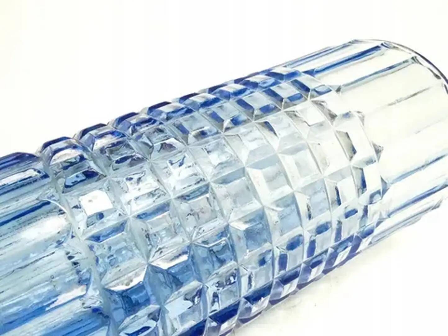 Mid-century modern vase, turquoise glass, HSG Ząbkowice, Poland, 1970s