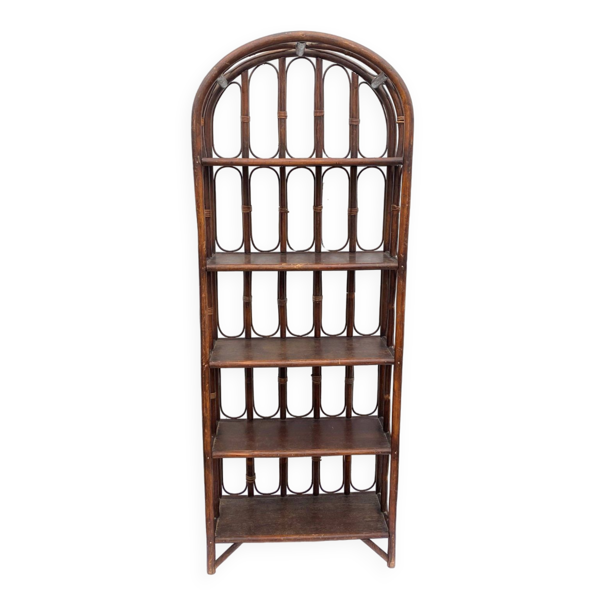 Vintage rattan bookcase shelf from the 70s