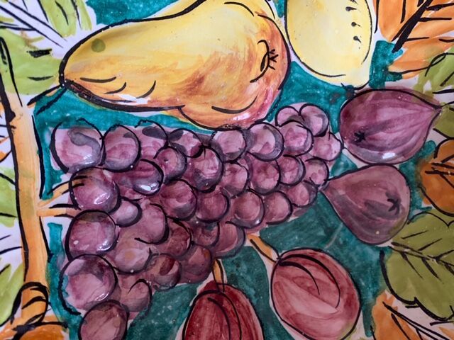 Art deco barbotine fruit bowl dish