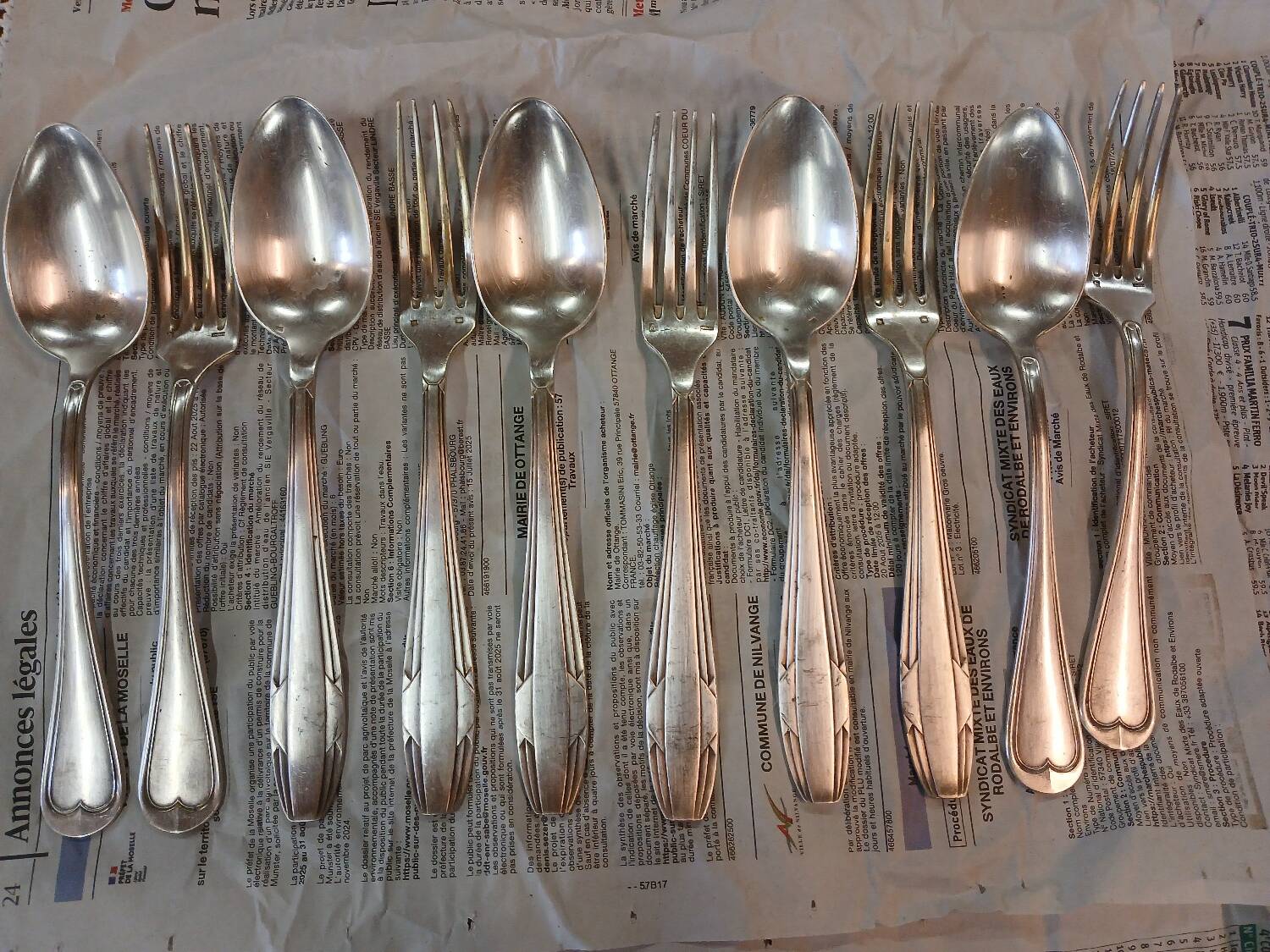 Set of 10 antique silver-plated cutlery