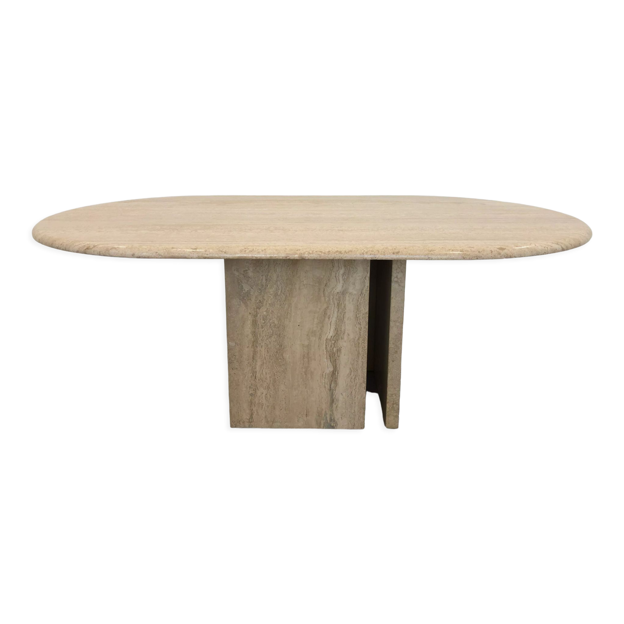 French Coffee Table in Travertine and Marble, 1960s
