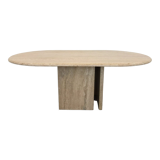 French Coffee Table in Travertine and Marble, 1960s