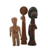 Set of three wooden tribal art statuettes, 1980s
