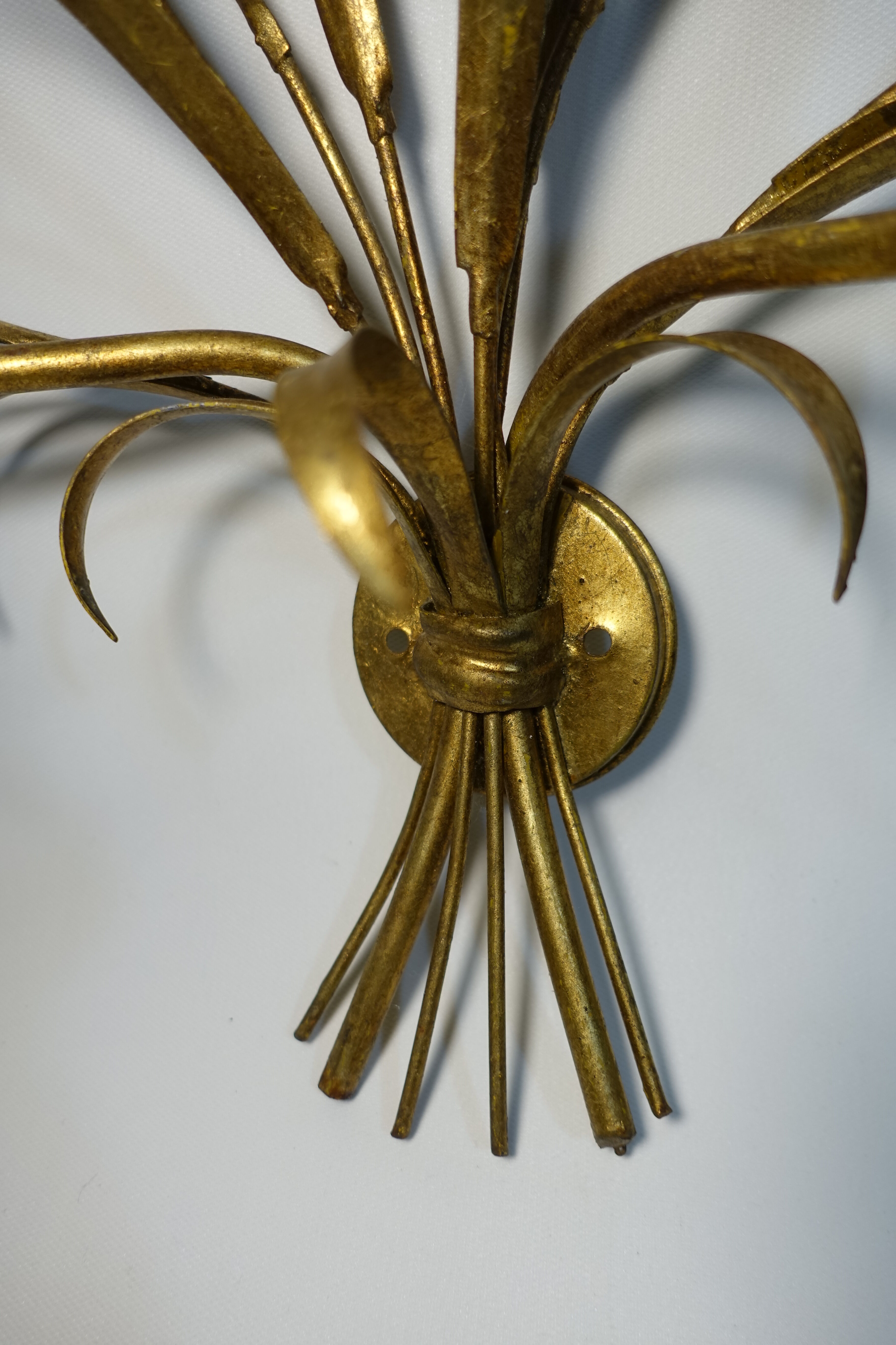 Wall lamp in gilded metal sheaf of wheat 1970s