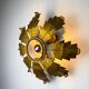 Spanish sunburst flush mount light fixture in gilt iron, circa 1970s