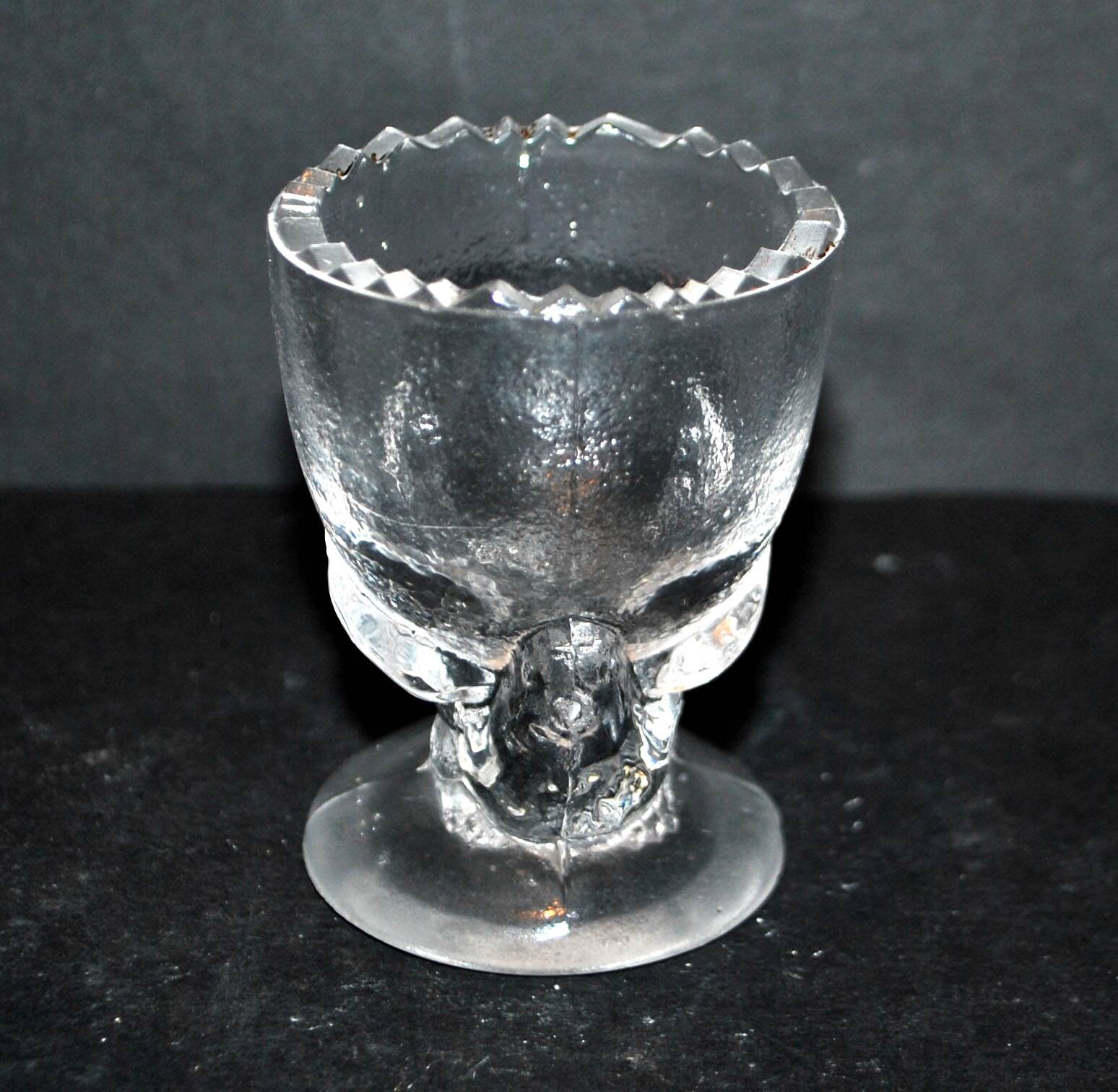 Vintage Portieux Molded Glass Chicken Egg Cup Easter Hen