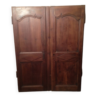 Pair of old doors in solid walnut