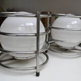 Paire de lampes opaline et chrome années 60-70