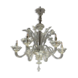 Venetian chandelier in Murano glass, 6 light arms, new electrification, circa 1930.