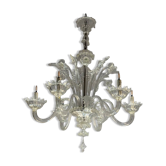 Lustre vénitien en verre de Murano, 6 bras de lumière, nouvelle électrification, vers 1930