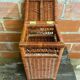 Antique basket, tall wicker woven bread basket, vintage laundry basket