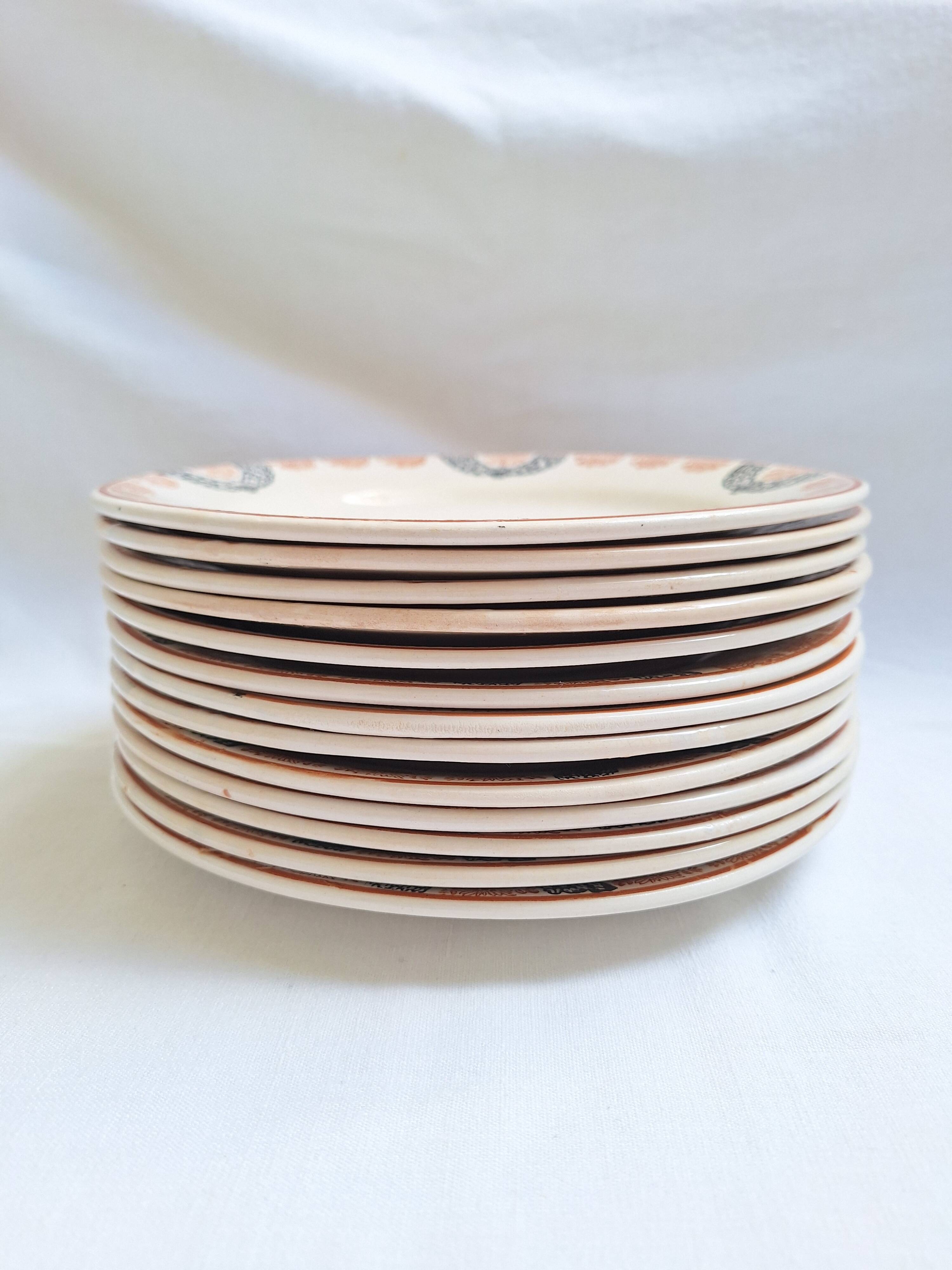 HBCM Pauline pattern dinner plates in orange and black