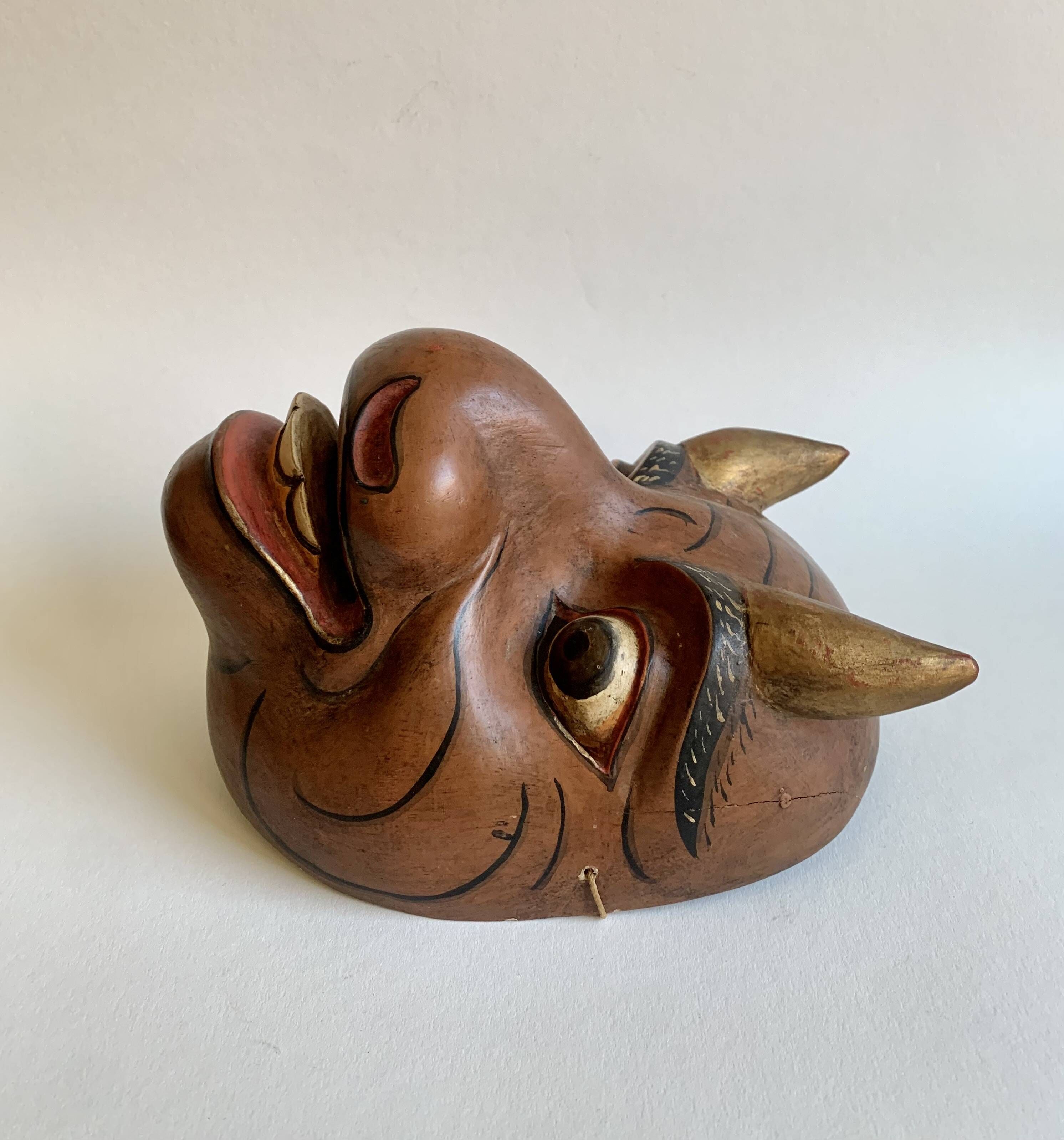 Set of 3 Hand-Carved Old  Wooden Masks South Asia