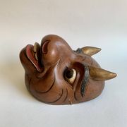 Set of 3 Hand-Carved Old  Wooden Masks South Asia